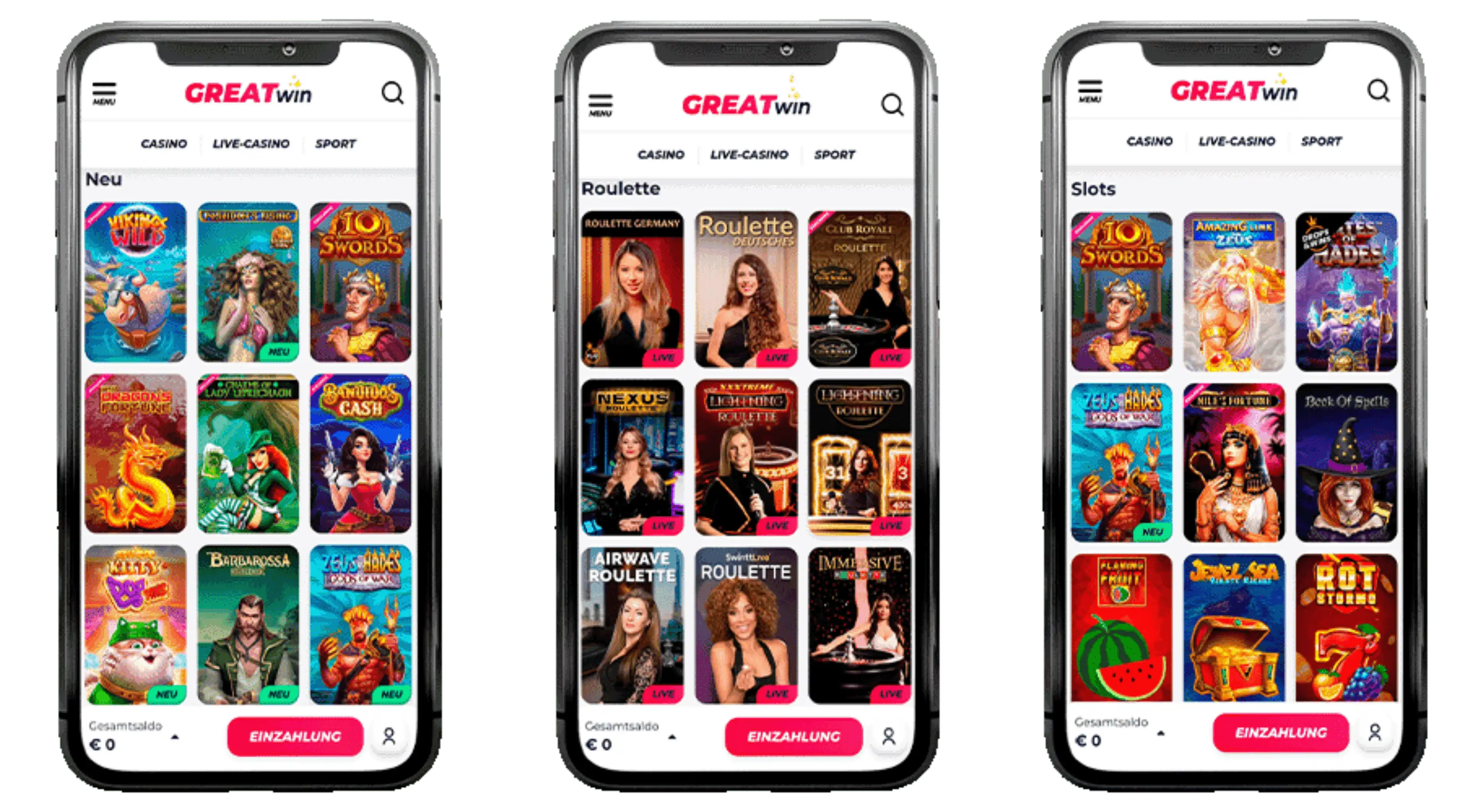 GreatWin Casino App-Screenshot